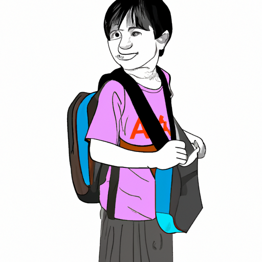 1. תמונה של ילד נושא בשמחה את תיק בית הספר הצבעוני והזול שלו.